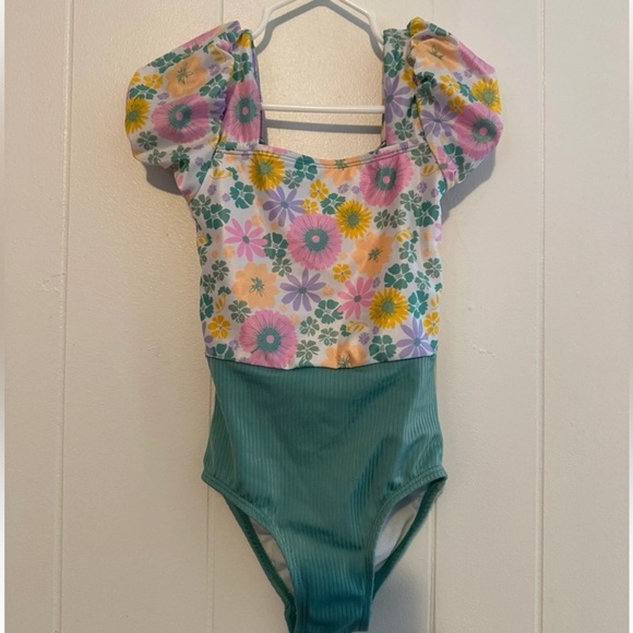 wonder nation Other - Wonder Nation Floral and Aqua Kids Swim One Piece